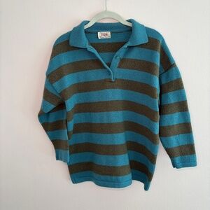 Vintage Sisley Italian Knit Polo Sweater | Wool Blend | Size Small